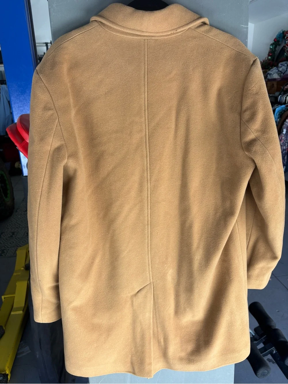 Banana Republic Men’s M (42) Tan Wool Pea Coat Lined Cashmere blend